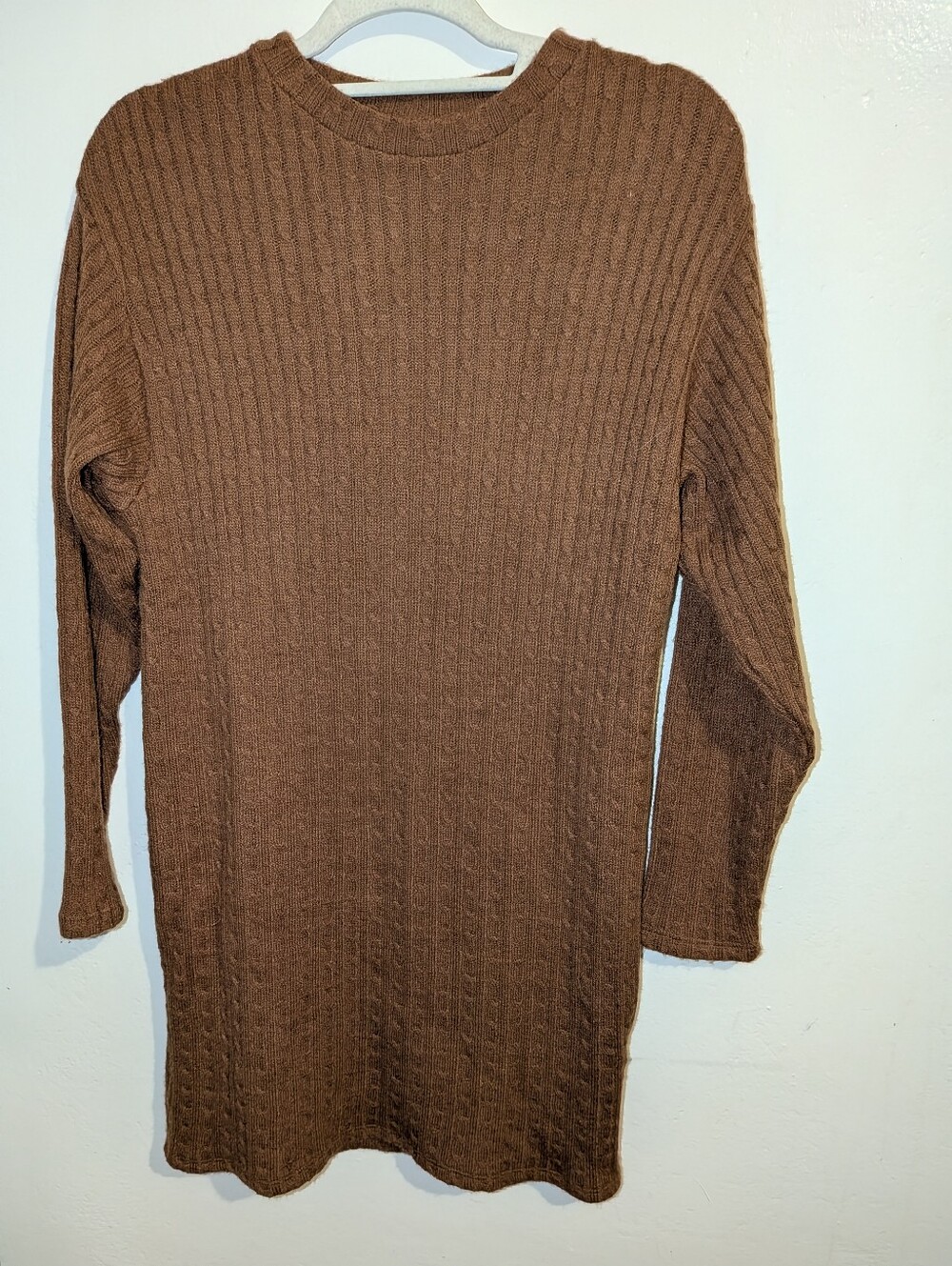 Primark Brown Ribbed Long-Sleeve Women's Dress Size S